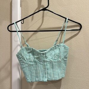 Zara XS blue and white striped corset top